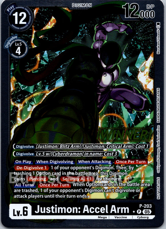 Justimon: Accel Arm (Store Tournament 2025 Vol.4 Winner Pack) [P-203] [Digimon Promotion Cards] Foil