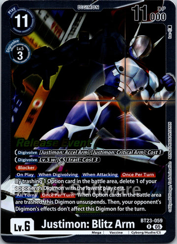 Justimon: Blitz Arm [BT23-059] [Hackers' Slumber Release Event Cards] Foil