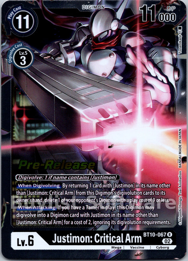 Justimon: Critical Arm [BT10-067] [Xros Encounter Pre-Release Cards] Foil