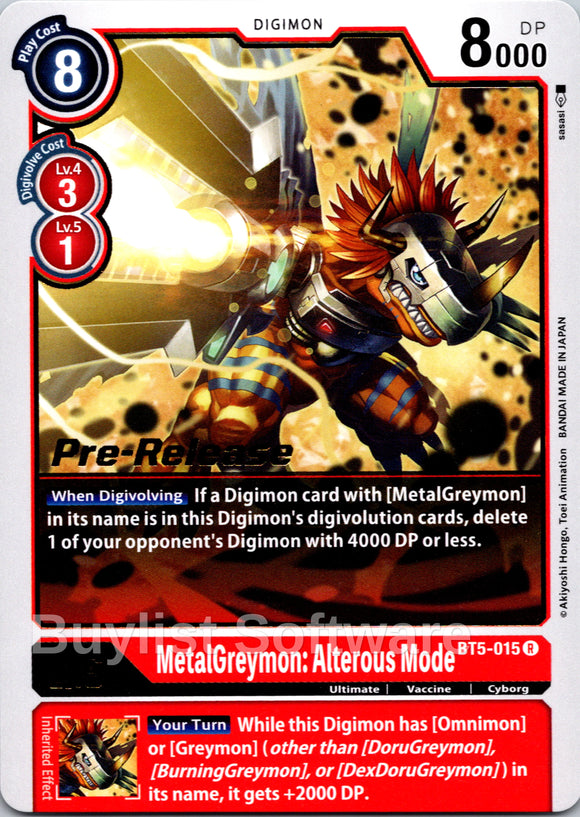 MetalGreymon: Alterous Mode [BT5-015] [Battle of Omni Pre-Release Cards]