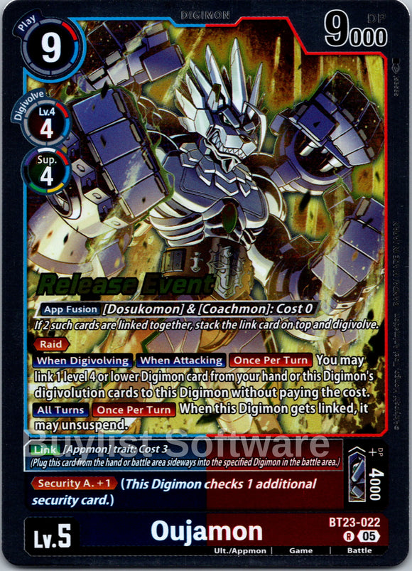 Oujamon [BT23-022 R] [Hackers' Slumber Release Event Cards] Foil