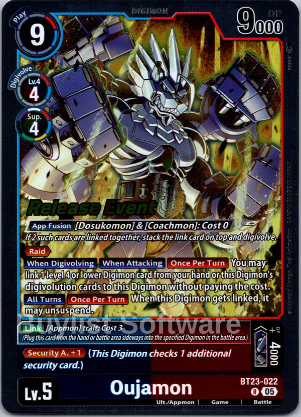 Oujamon [BT23-022] [Hackers' Slumber Release Event Cards] Foil