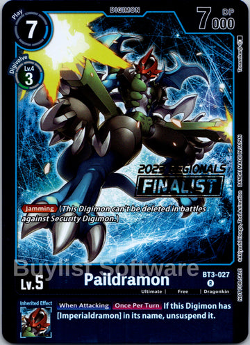 Paildramon (2023 Regionals Finalist) [BT3-027] [Release Special Booster 1.5] Foil