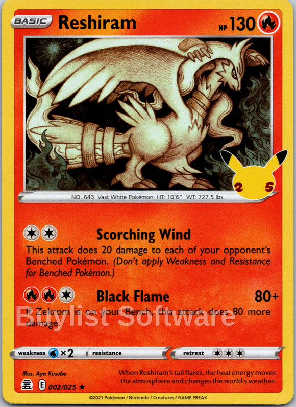Reshiram [002/025] [Celebrations] Holofoil