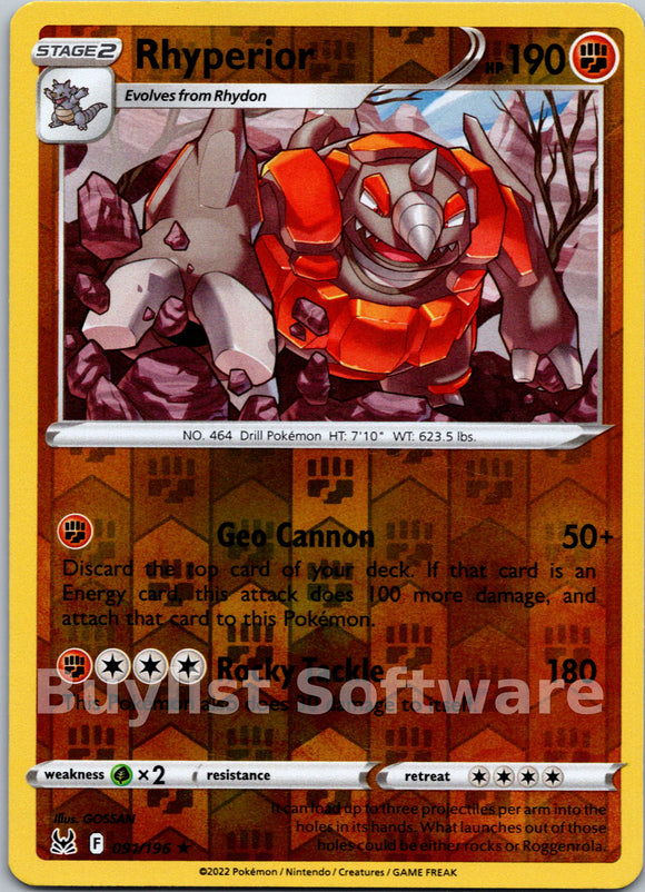 Rhyperior [091/196] [Lost Origin] Reverse Holofoil