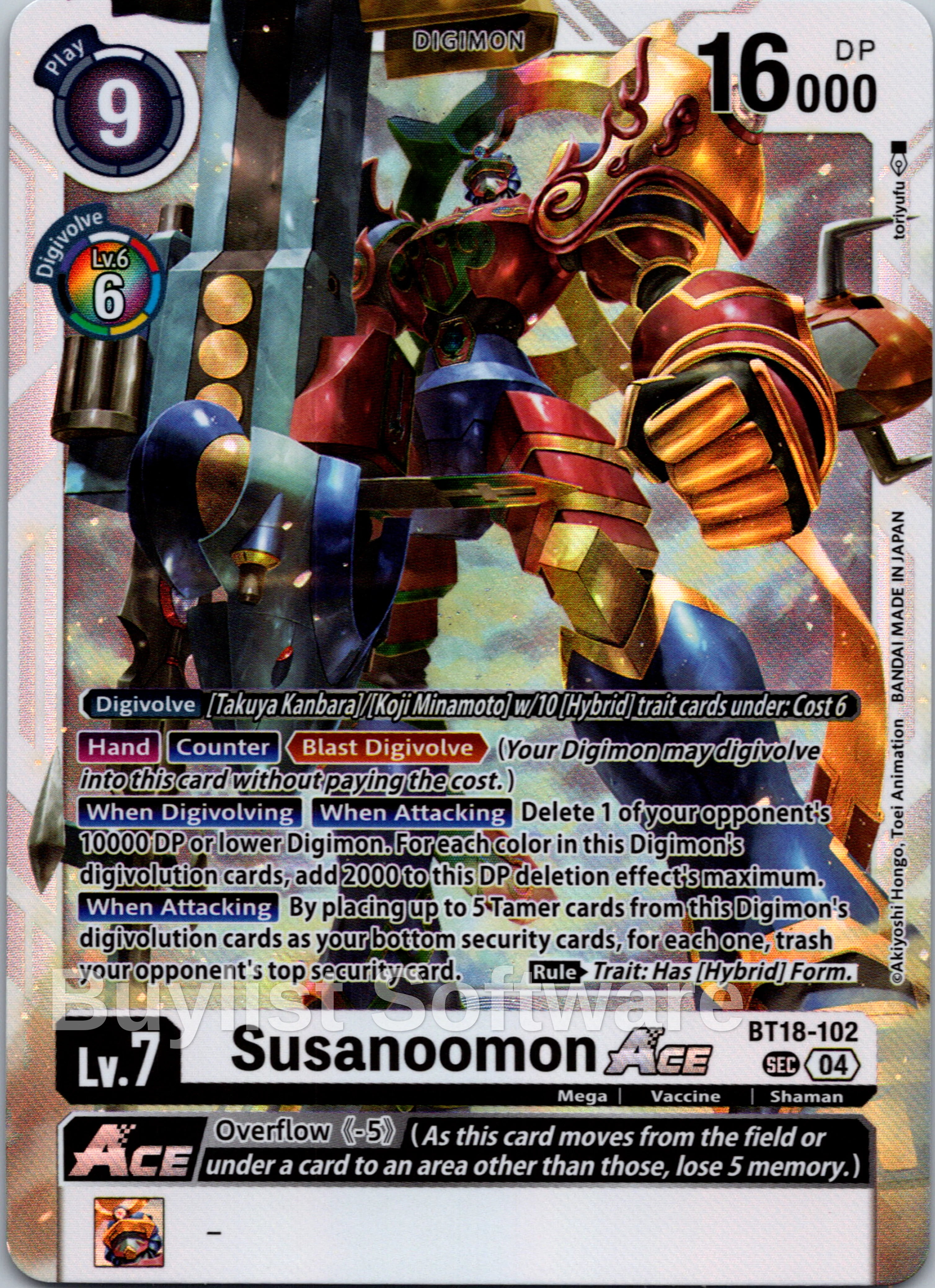 digimon card game susanoomon Susanoomon ACE [BT18-102 SEC] [Release Special Booster 2.0] Foil