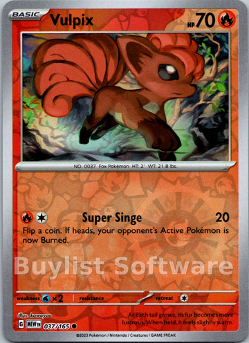 Vulpix [037/165] [Scarlet & Violet 151] Reverse Holofoil
