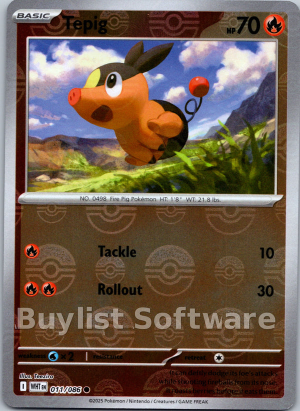 Tepig (Poke Ball Pattern) [011/086] [White Flare] Holofoil