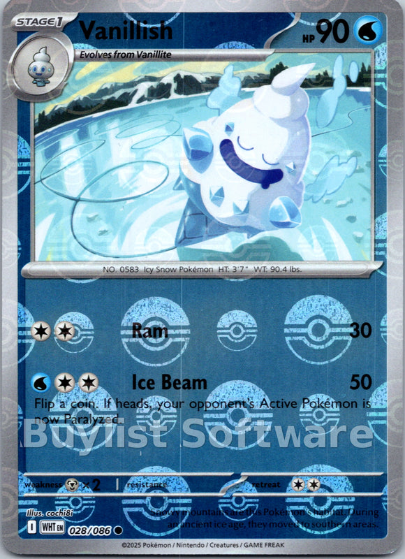 Vanillish (Poke Ball Pattern) [028/086] [White Flare] Holofoil
