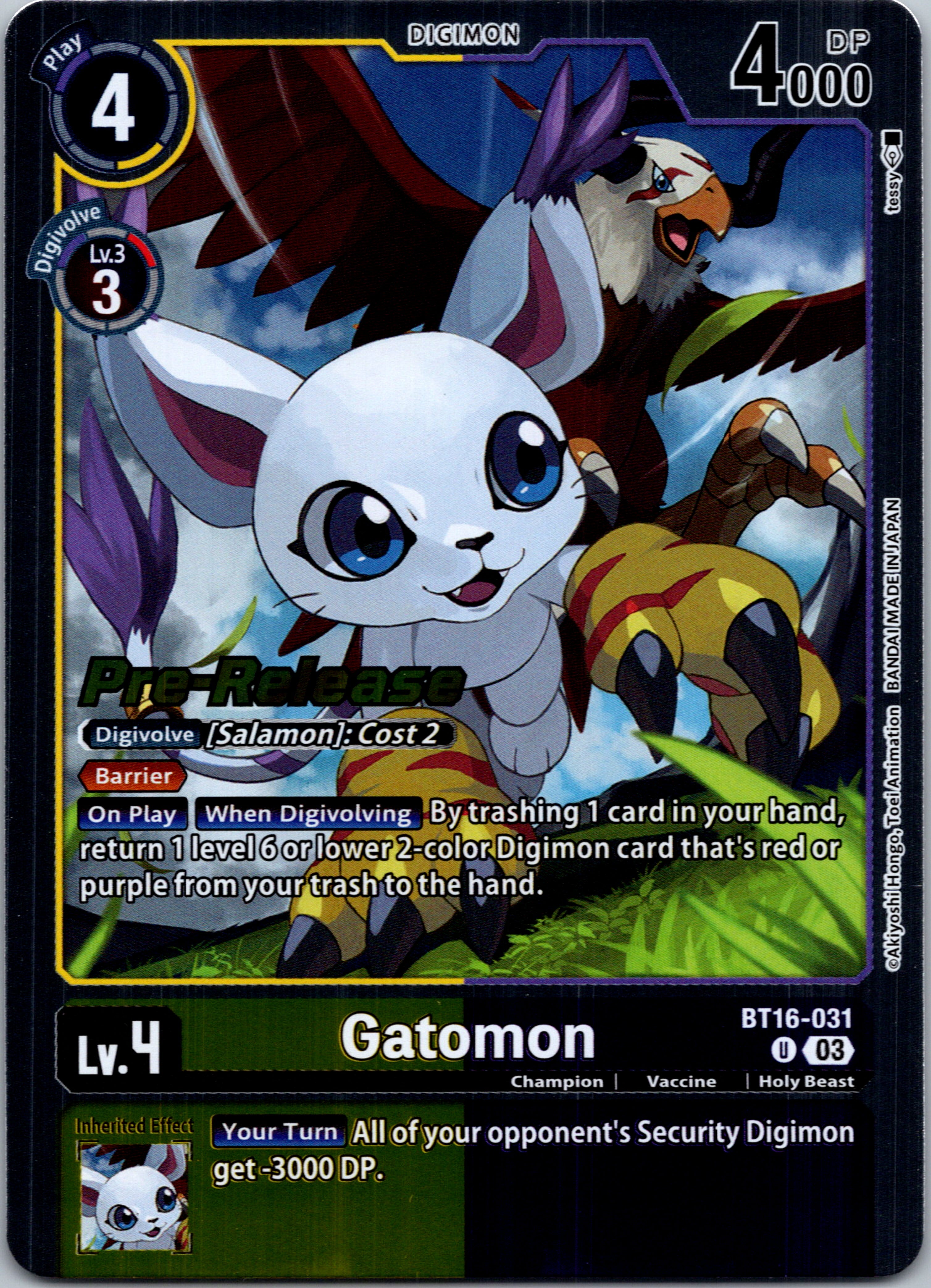 Gatomon [BT16-031-U] [Beginning Observer Pre-Release Cards] Foil