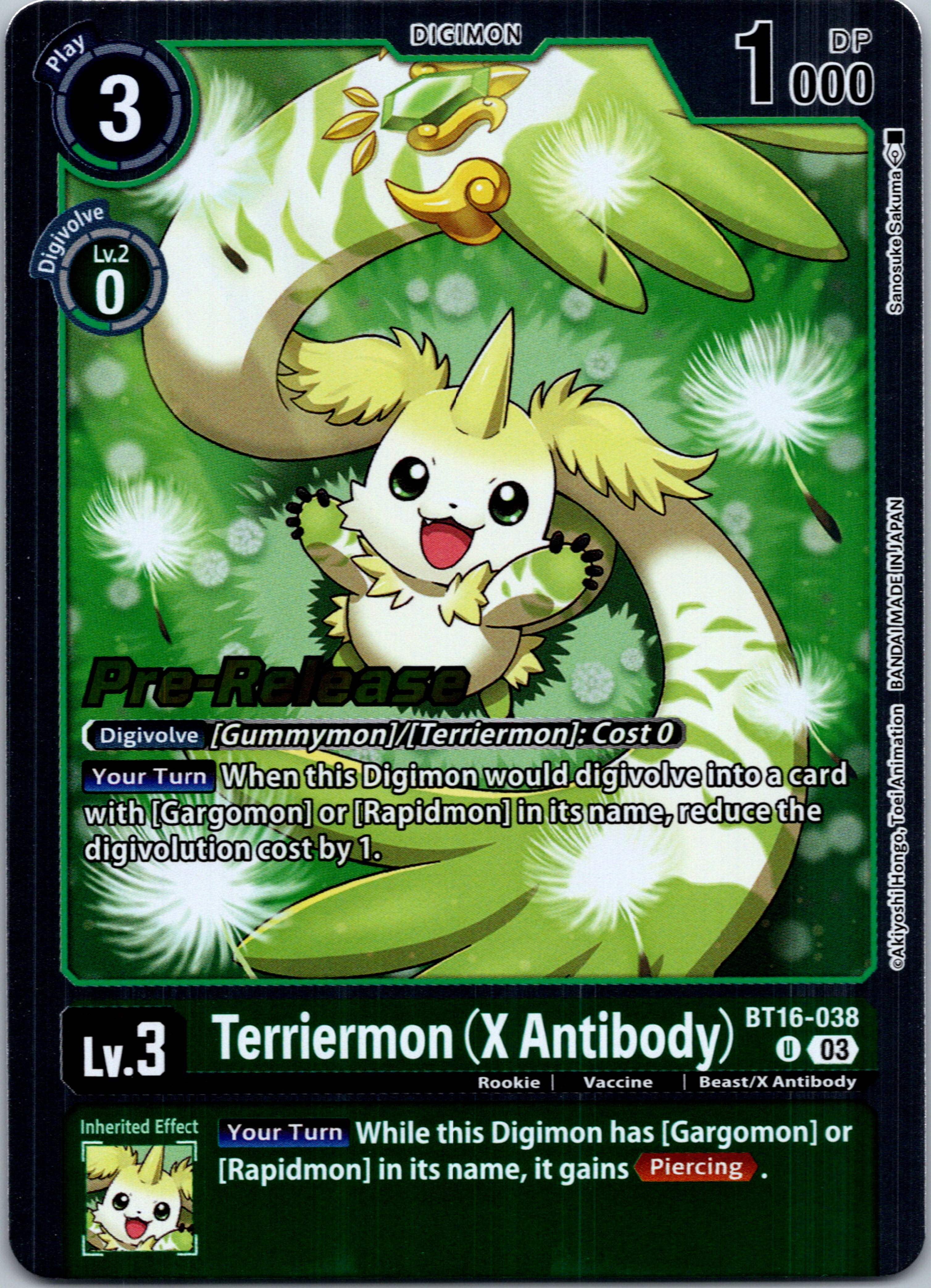 Terriermon (X Antibody) [BT16-038-U] [Beginning Observer Pre-Release Cards] Foil