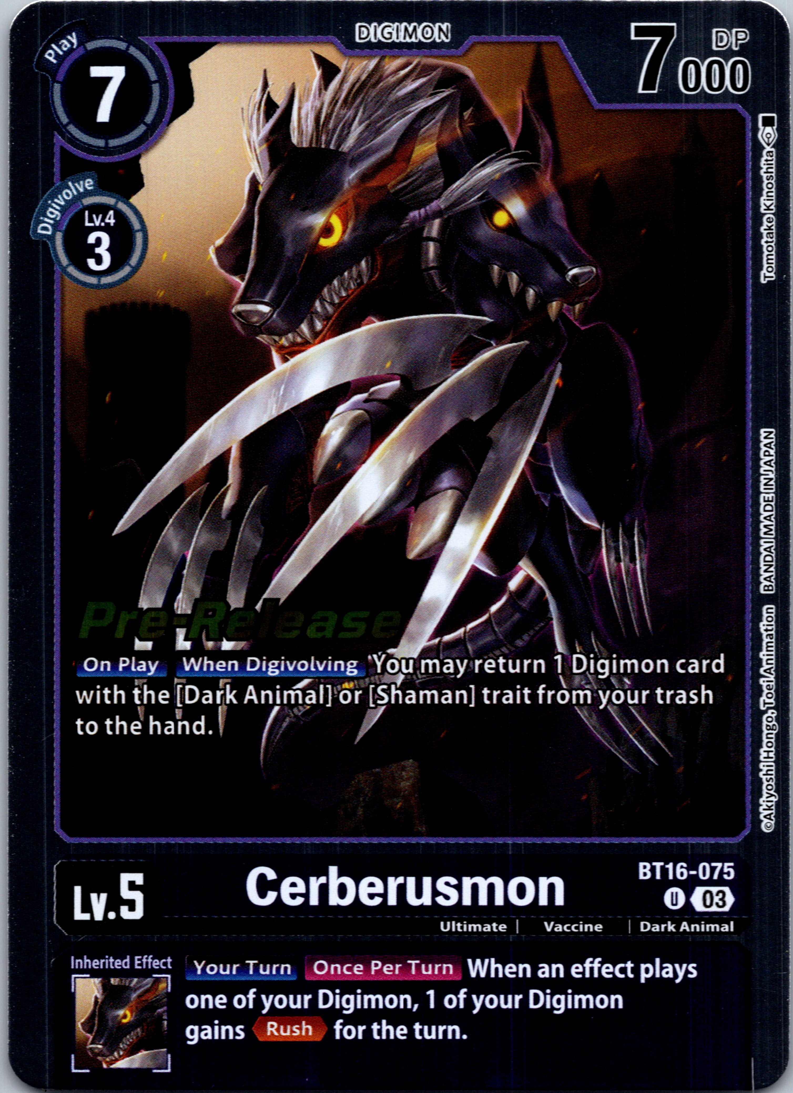 Cerberusmon [BT16-075-U] [Beginning Observer Pre-Release Cards] Foil