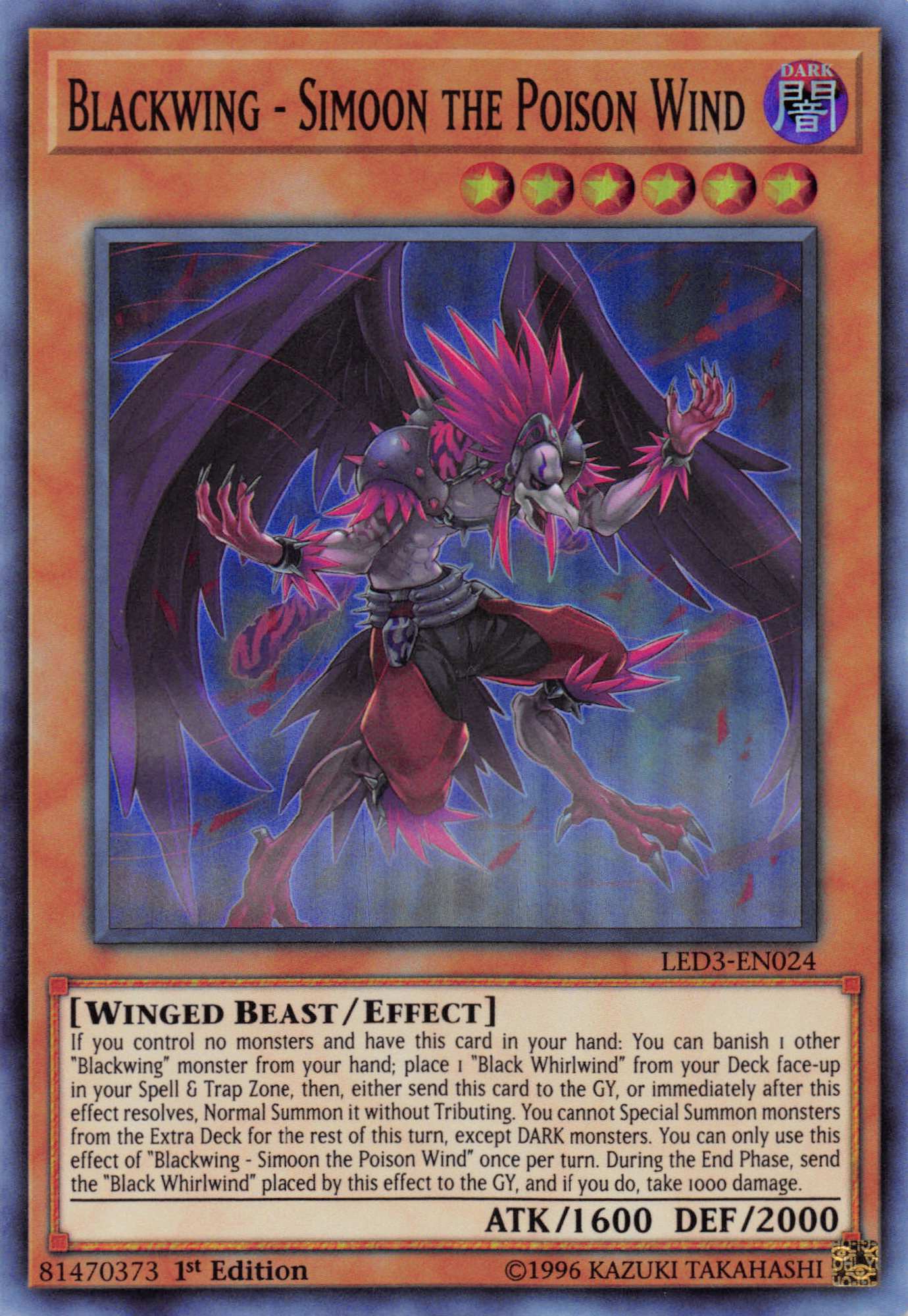 Blackwing - Simoon the Poison Wind [LED3-EN024] Super Rare