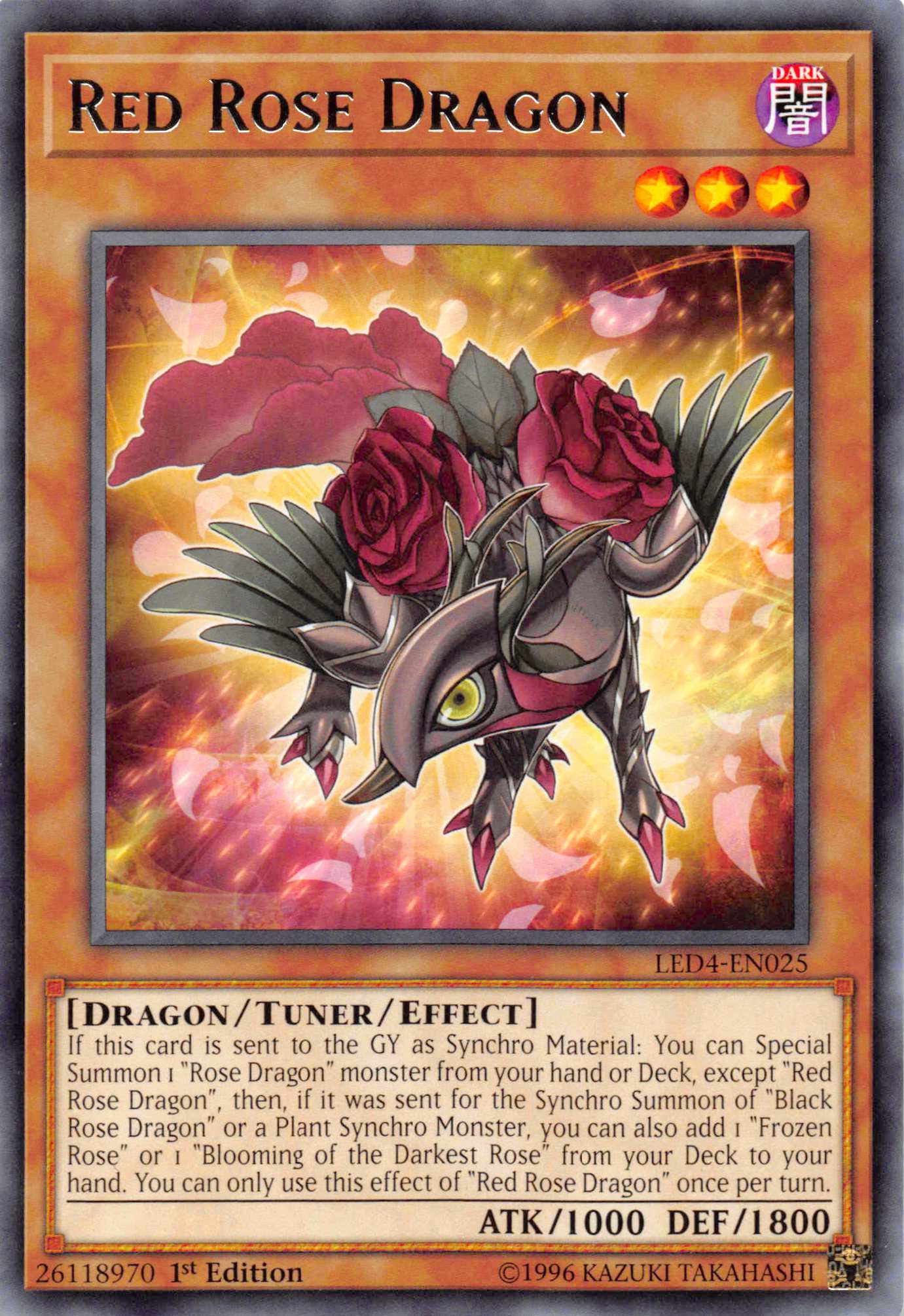 Red Rose Dragon [LED4-EN025] Rare