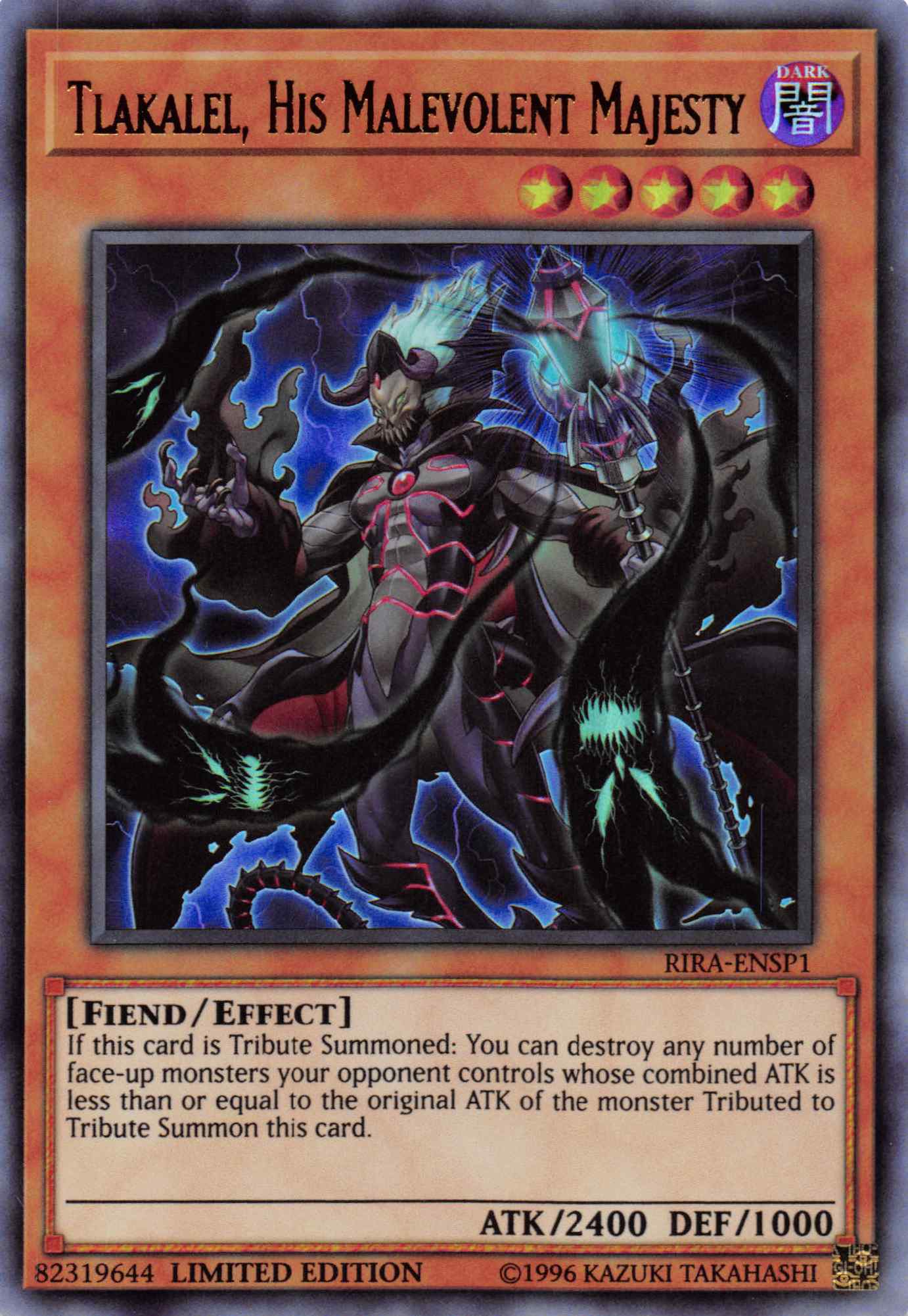 Tlakalel, His Malevolent Majesty [RIRA-ENSP1] Ultra Rare