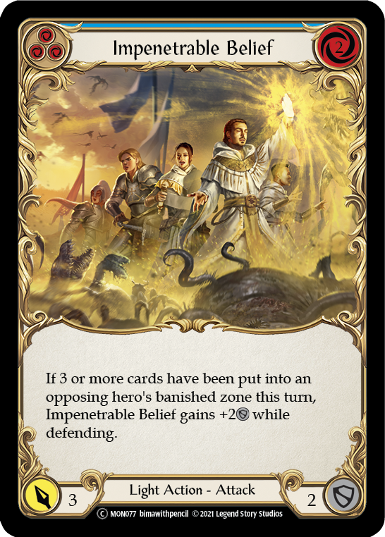 Impenetrable Belief (Blue) (Rainbow Foil) [U-MON077-RF] Unlimited Rainbow Foil - Duel Kingdom