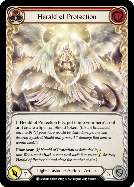 Herald of Protection (Red) (Rainbow Foil) [MON014-RF] 1st Edition Rainbow Foil - Duel Kingdom