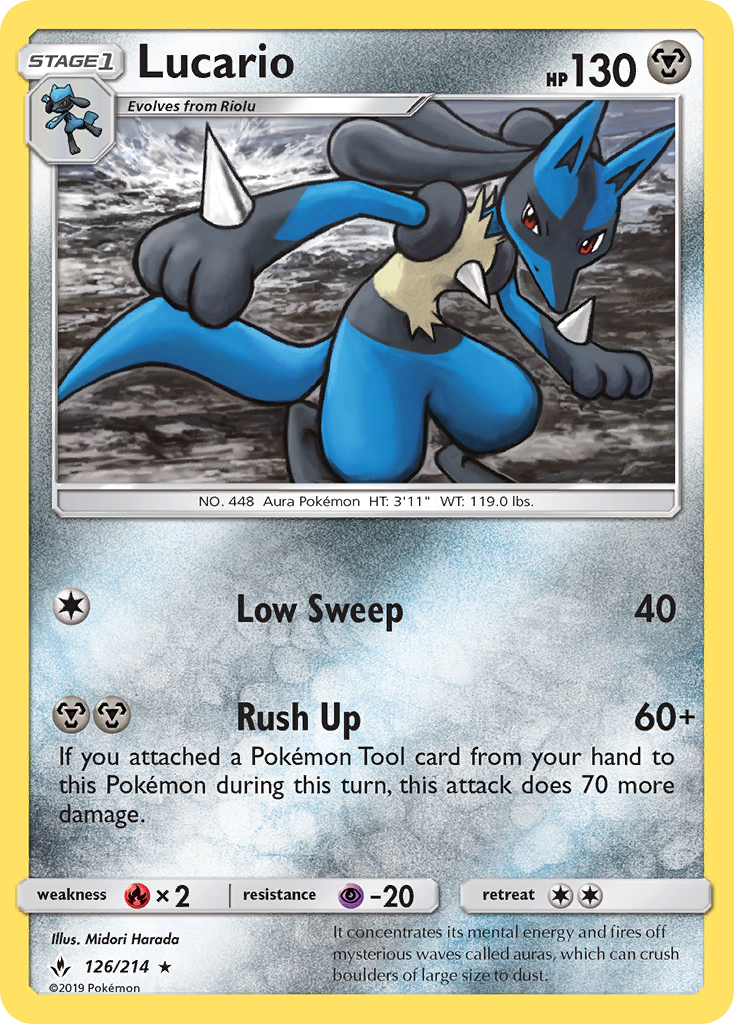 Lucario (126/214) [Sun & Moon: Unbroken Bonds] - Duel Kingdom