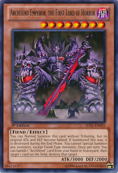 Archfiend Emperor, the First Lord of Horror [JOTL-EN031] Rare - Duel Kingdom