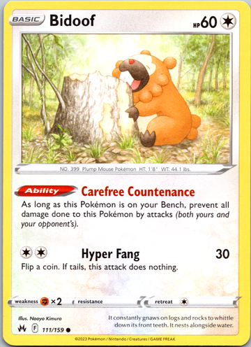 Bidoof (111/159) [Sword & Shield: Crown Zenith]