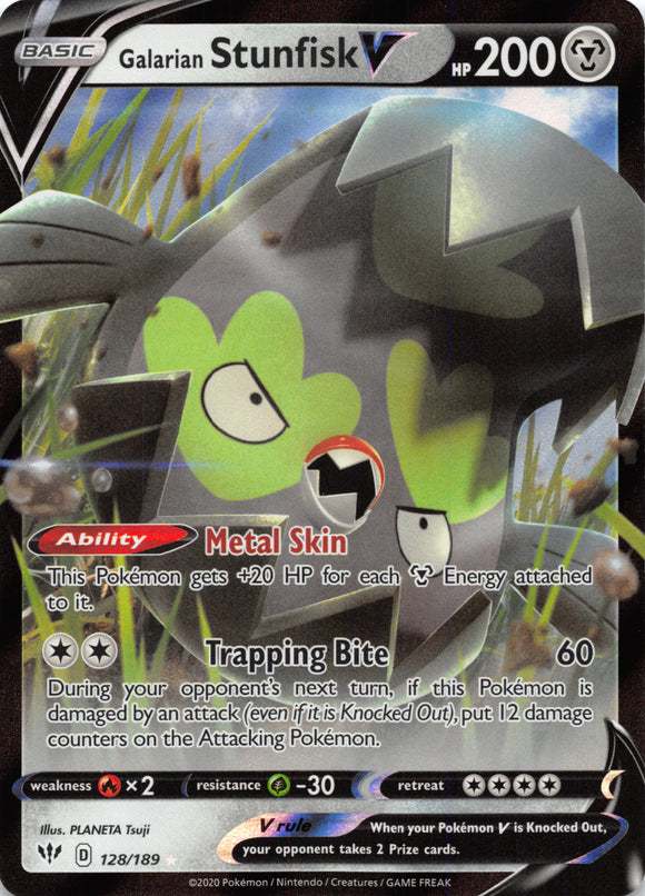 Galarian Stunfisk V (128/189) [SWSH03: Darkness Ablaze] - Duel Kingdom