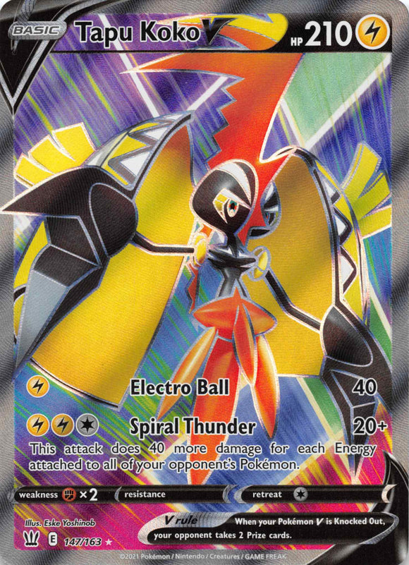 Tapu Koko V (Full Art)  [147/163] [SWSH05: Battle Styles] - Duel Kingdom