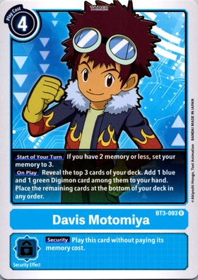 Davis Motomiya [BT3-093] [Release Special Booster] Normal
