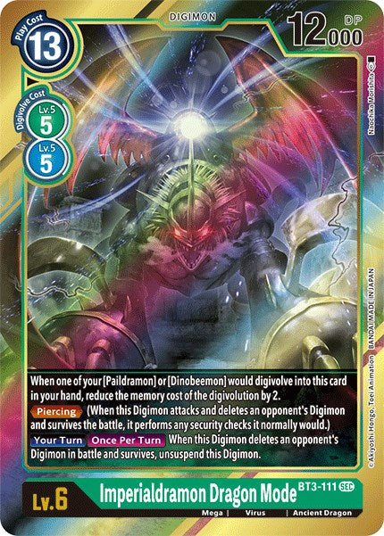 Imperialdramon Dragon Mode (Secret Rare) (Alternate Art) [BT3-111] [Release Special Booster] Foil