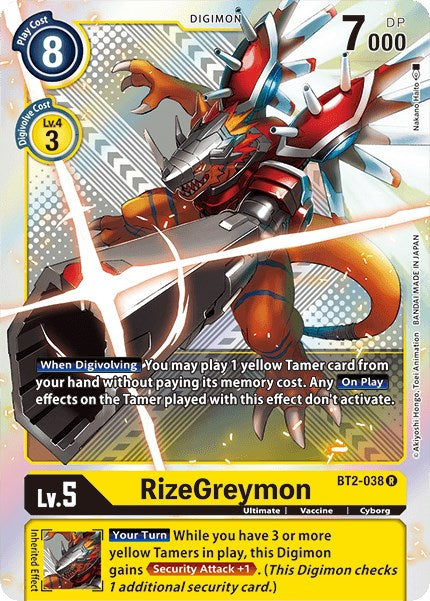 RizeGreymon - BT2-038 (Premium Pack Set 01) [BT2-038] [Release Special Booster] Foil