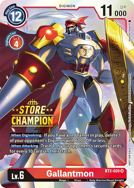 Gallantmon - BT2-020 (Store Champion) [BT2-020] [Release Special Booster] Foil