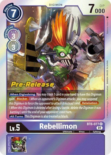 Rebellimon [BT6-077] [Double Diamond Pre-Release Cards] Foil