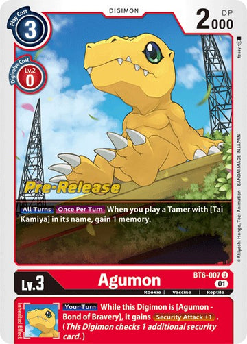 Agumon [BT6-007] [Double Diamond Pre-Release Cards] Foil