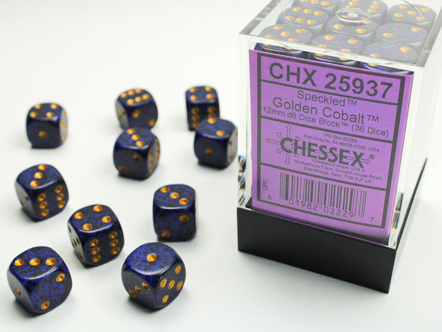 Chessex 36ct Golden Cobalt D6 Dice - Duel Kingdom