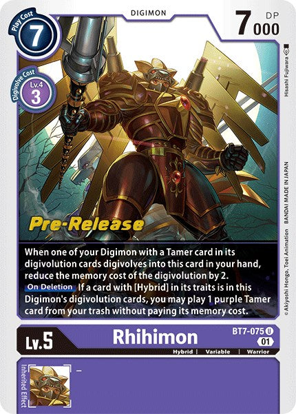 Rhihimon [BT7-075] [Next Adventure Pre-Release Cards] Foil