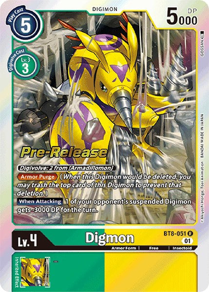 Digmon [BT8-051] [New Awakening Pre-Release Cards] Foil