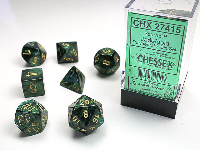 Chessex Scarab® Polyhedral Jade/gold 7-Die Set - Duel Kingdom