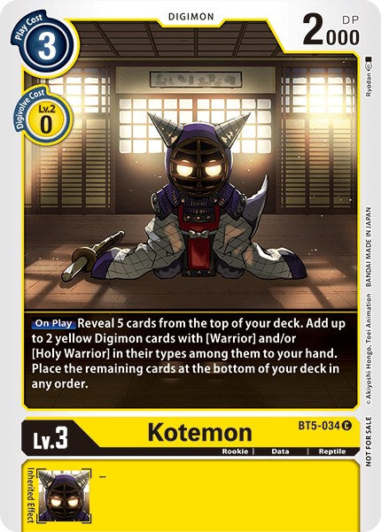 Kotemon - BT5-034 (Tamer Party Vol. 5 Promo) [BT5-034] [Battle of Omni] Normal