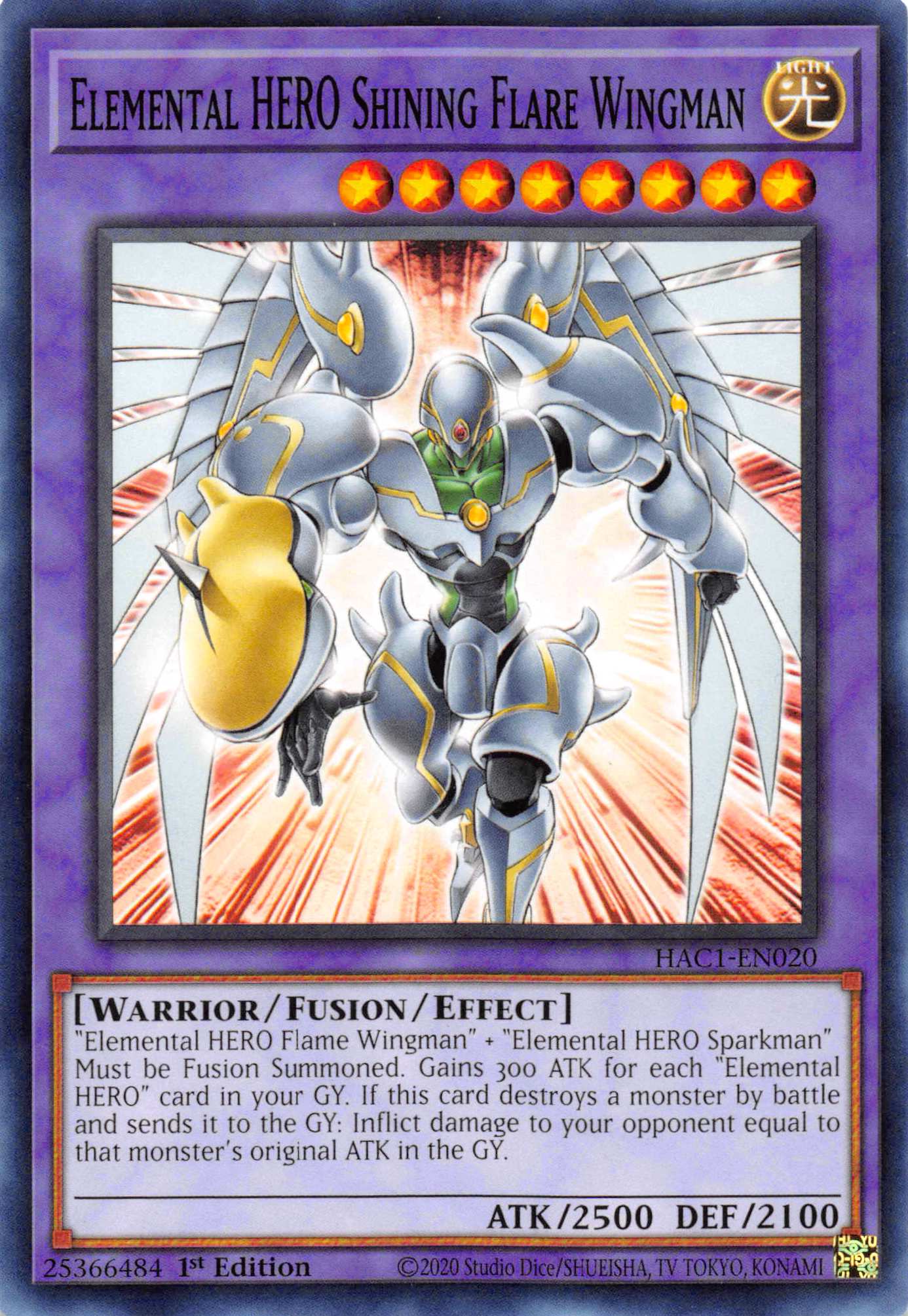 Elemental HERO Shining Flare Wingman (Duel Terminal) [HAC1-EN020] Parallel Rare - Duel Kingdom