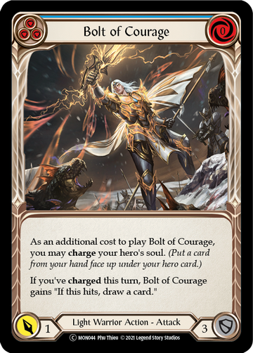 Bolt of Courage (Blue) (Rainbow Foil) [U-MON044-RF] Unlimited Rainbow Foil - Duel Kingdom