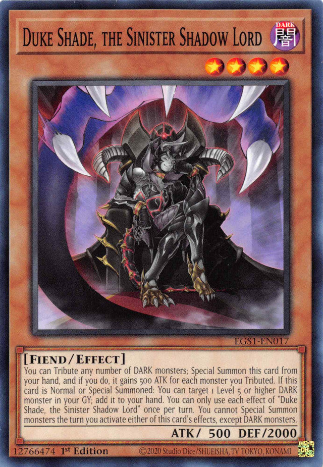 Duke Shade, the Sinister Shadow Lord [EGS1-EN017] Common - Duel Kingdom