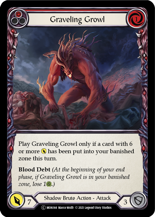 Graveling Growl (Red) (Rainbow Foil) [U-MON144-RF] Unlimited Rainbow Foil - Duel Kingdom