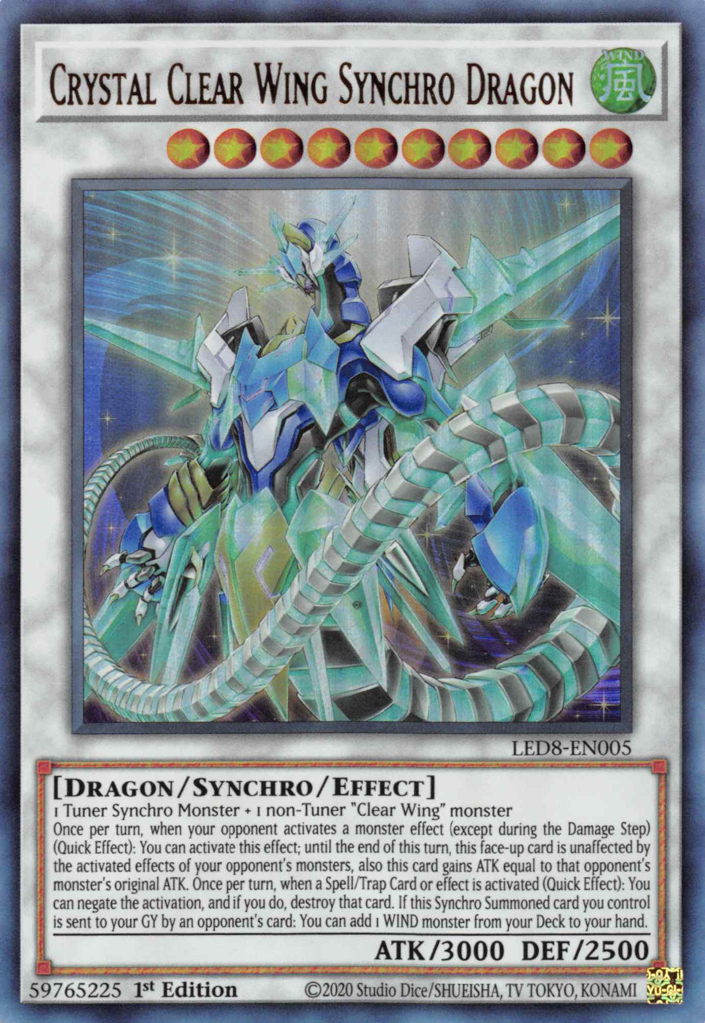 Crystal Clear Wing Synchro Dragon [LED8-EN005] Ultra Rare - Duel Kingdom