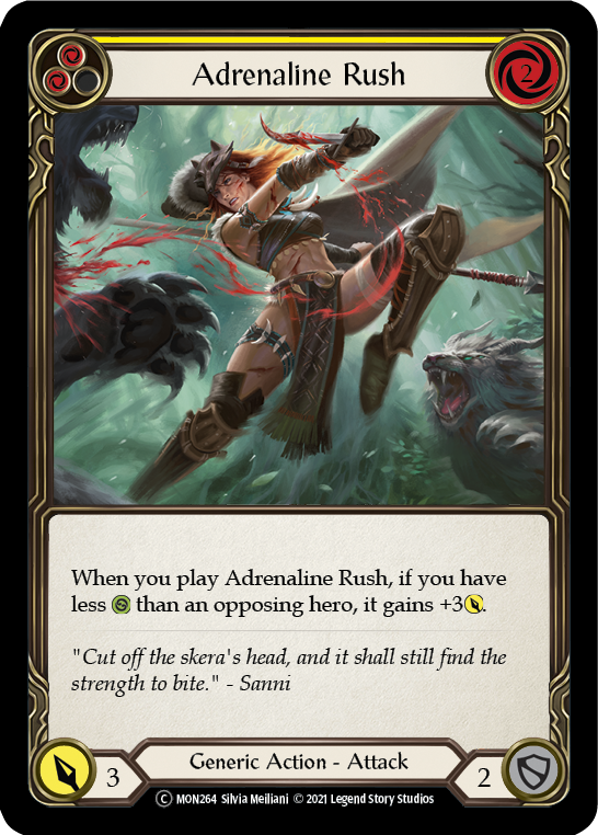 Adrenaline Rush (Yellow) (Rainbow Foil) [U-MON264-RF] Unlimited Rainbow Foil - Duel Kingdom