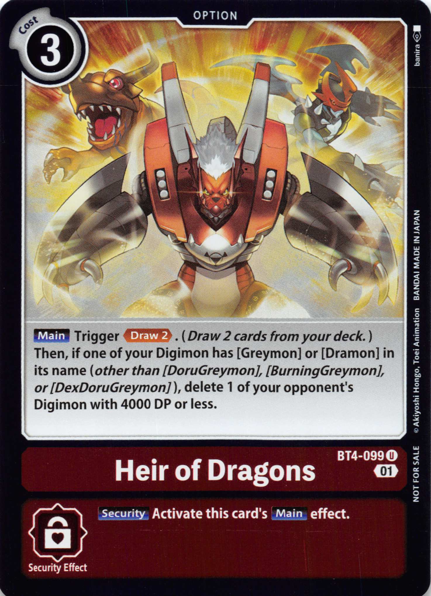 Heir of Dragons (ST-11 Special Entry Pack) [BT4-099] [Great Legend] Foil