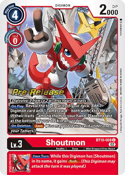 Shoutmon [BT10-008] [Xros Encounter Pre-Release Cards] Foil