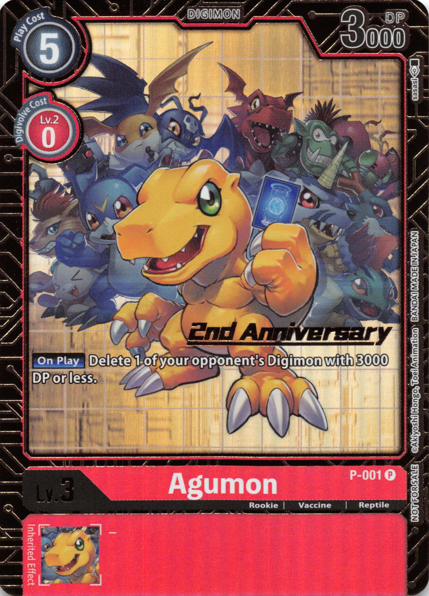 Agumon - P-001 (2nd Anniversary Card Set) [P-001] [Digimon Promotion Cards] Foil