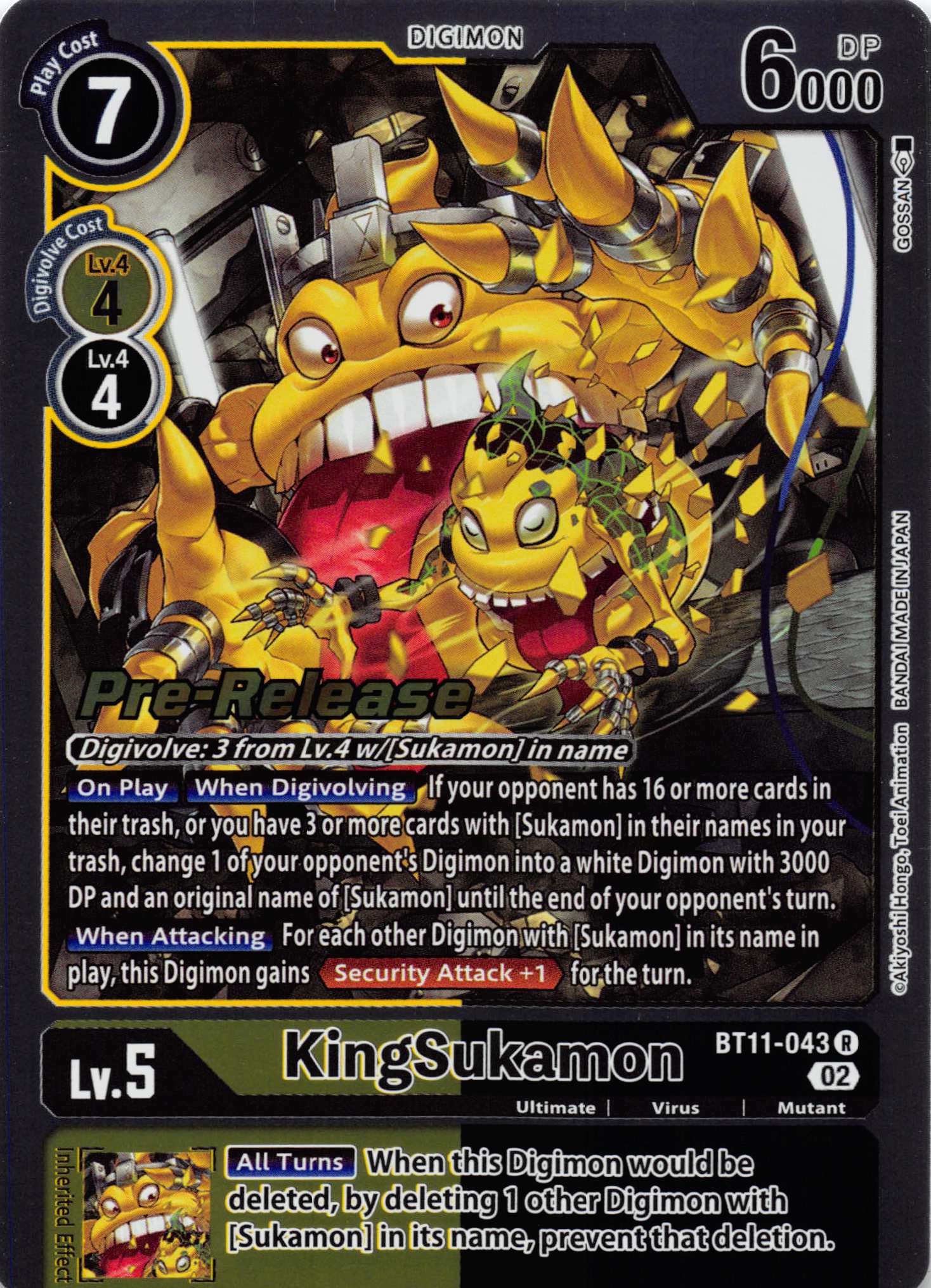 KingSukamon [BT11-043] [Dimensional Phase Pre-Release Cards] Normal