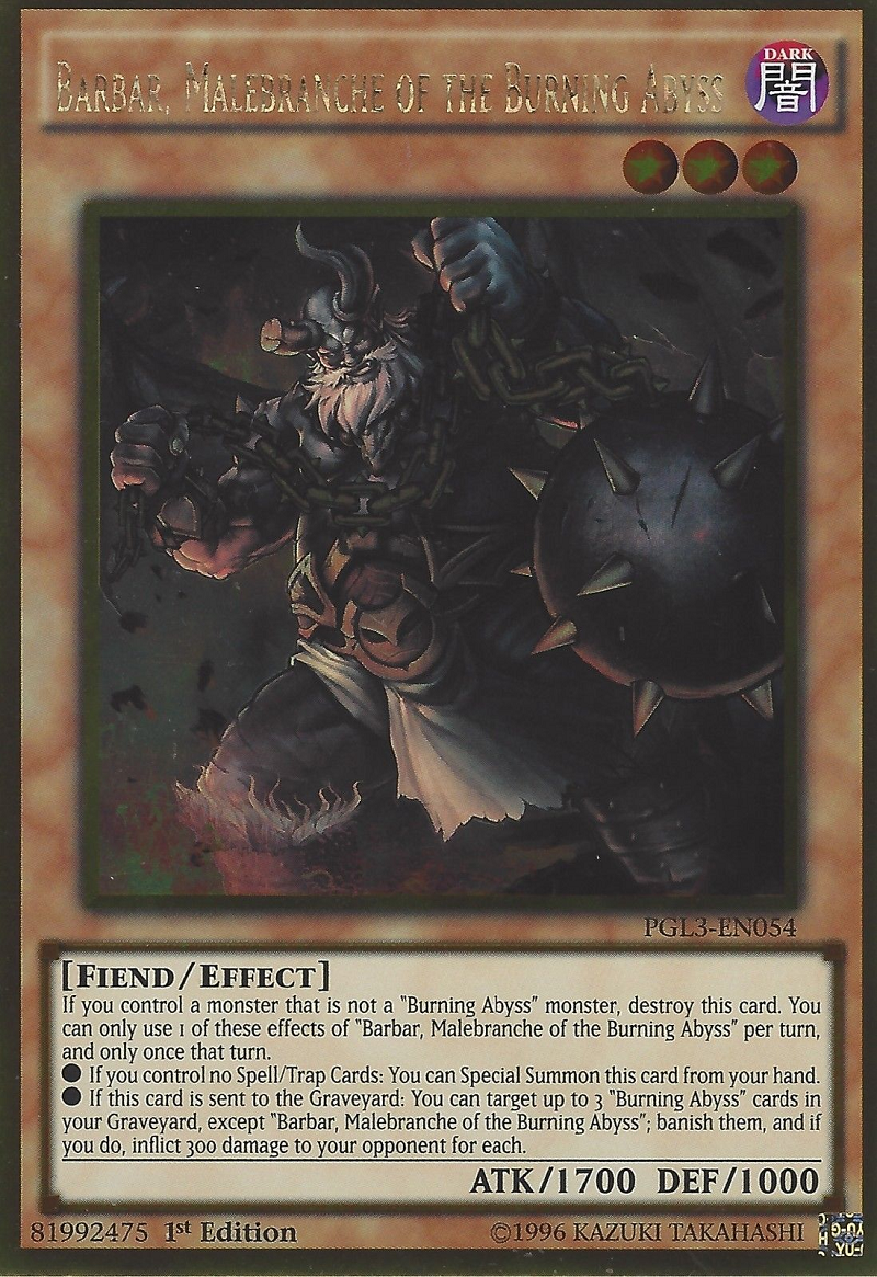 Barbar, Malebranche of the Burning Abyss [PGL3-EN054] Gold Rare - Duel Kingdom