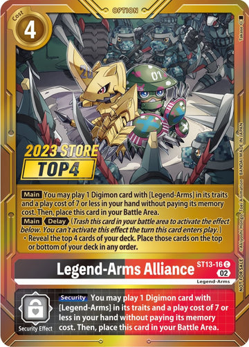 Legend-Arms Alliance (2023 Store Top 4) [ST13-16] [Starter Deck 13: Ragnaloardmon] Foil