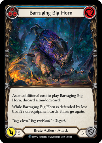 Barraging Big Horn (Blue) (Rainbow Foil) [CRU012-RF] Unlimited Rainbow Foil - Duel Kingdom